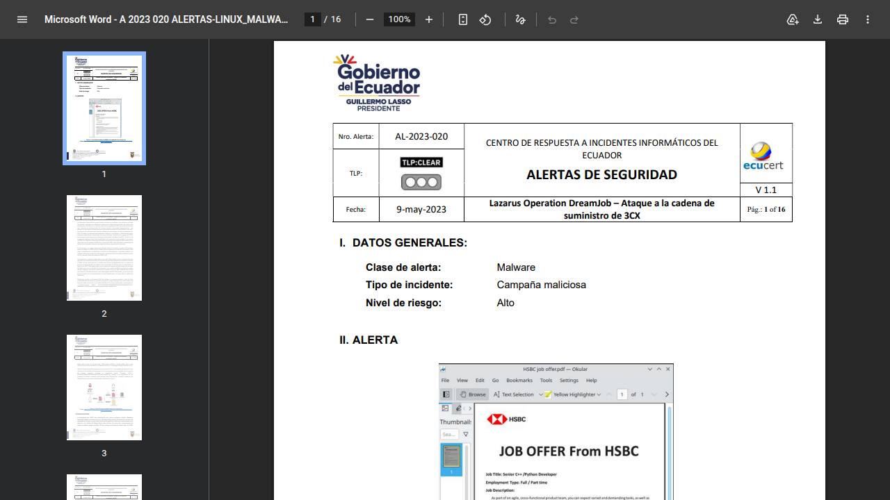 Thumbnail for Lazarus Operation DreamJob – Ataque a la cadena de suministro de 3CX