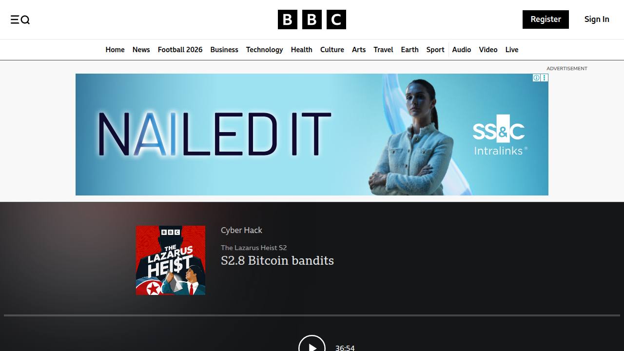 Thumbnail for The Lazarus Heist - S2.8 Bitcoin bandits - BBC Sounds