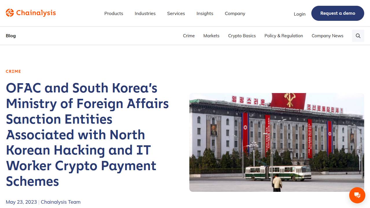 Thumbnail for OFAC and South Korea’s Ministry of Foreign Affairs Sanction Entities Associated with North Korean Hacking and IT Worker Crypto Payment Schemes - Chainalysis