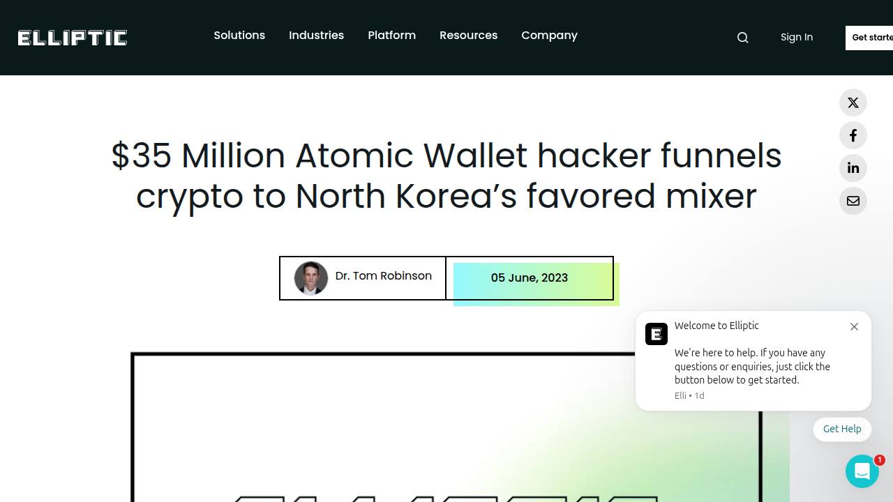 Thumbnail for $35 Million Atomic Wallet Hacker Funnels Crypto to North Korea’s Favored Mixer