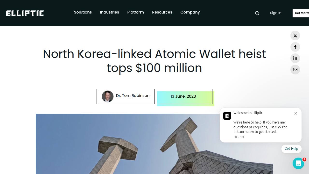 Thumbnail for North Korea-Linked Atomic Wallet Heist Tops $100 Million