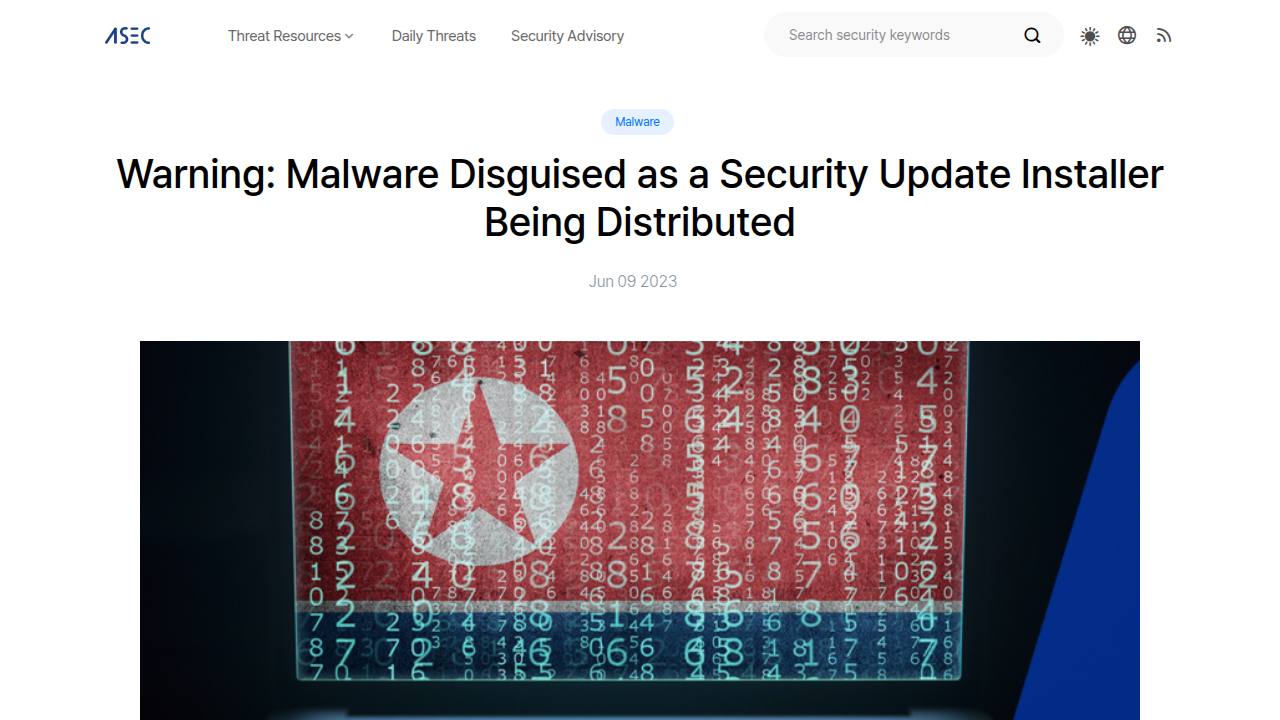 Thumbnail for Warning: Malware Disguised as a Security Update Installer Being Distributed