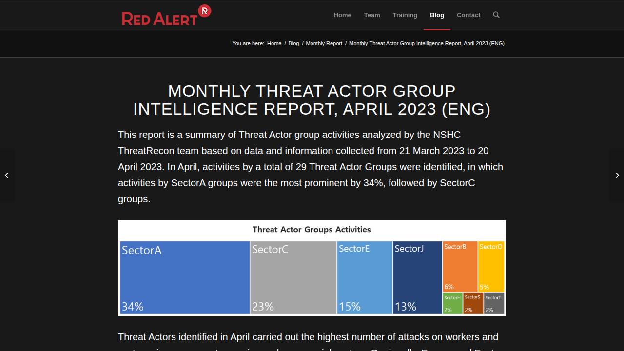 Thumbnail for Monthly Threat Actor Group Intelligence Report, April 2023 (ENG)