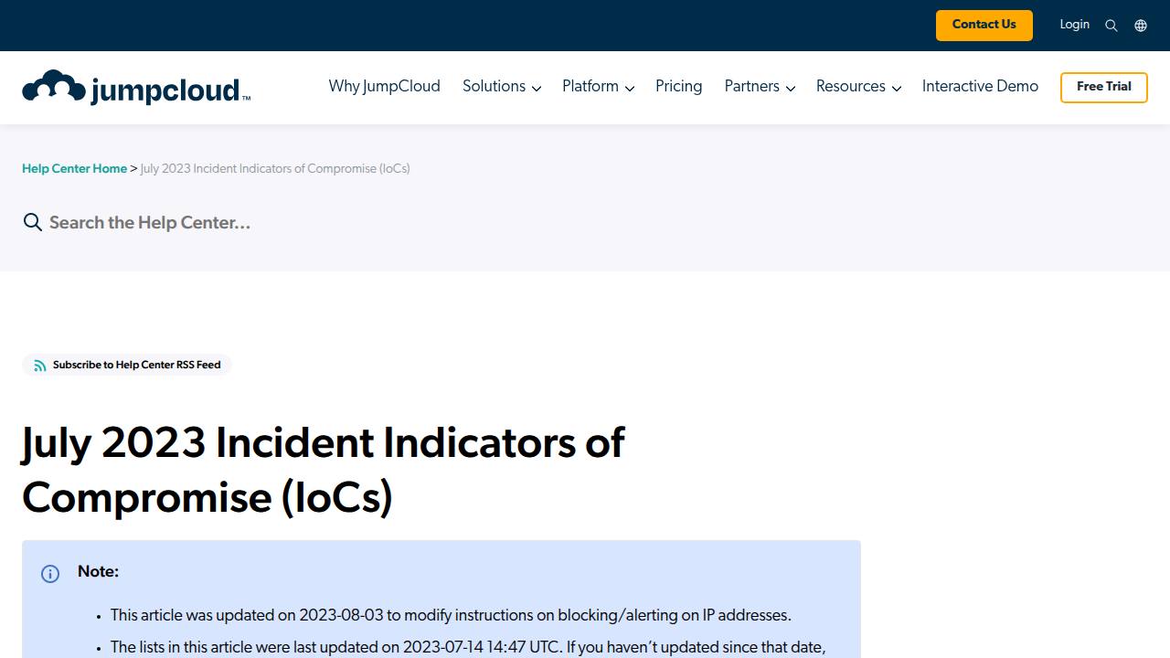 Thumbnail for July 2023 Incident Indicators of Compromise (IoCs)