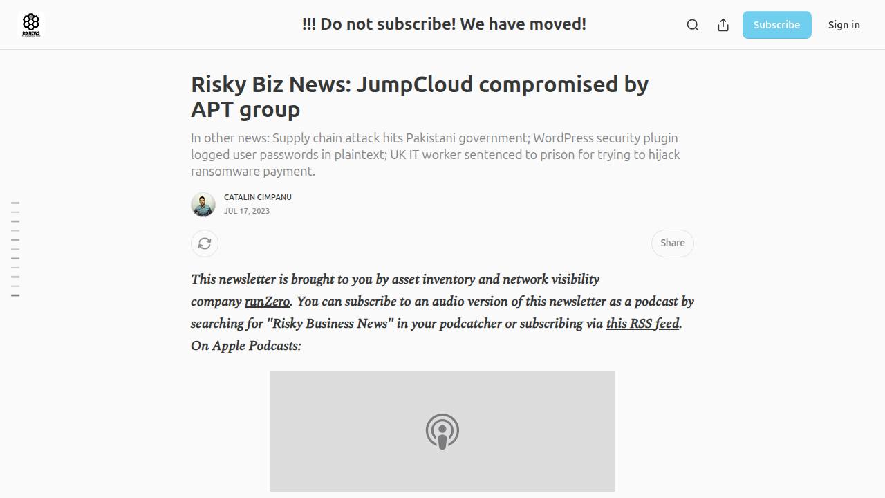 Thumbnail for JumpCloud compromised by APT group