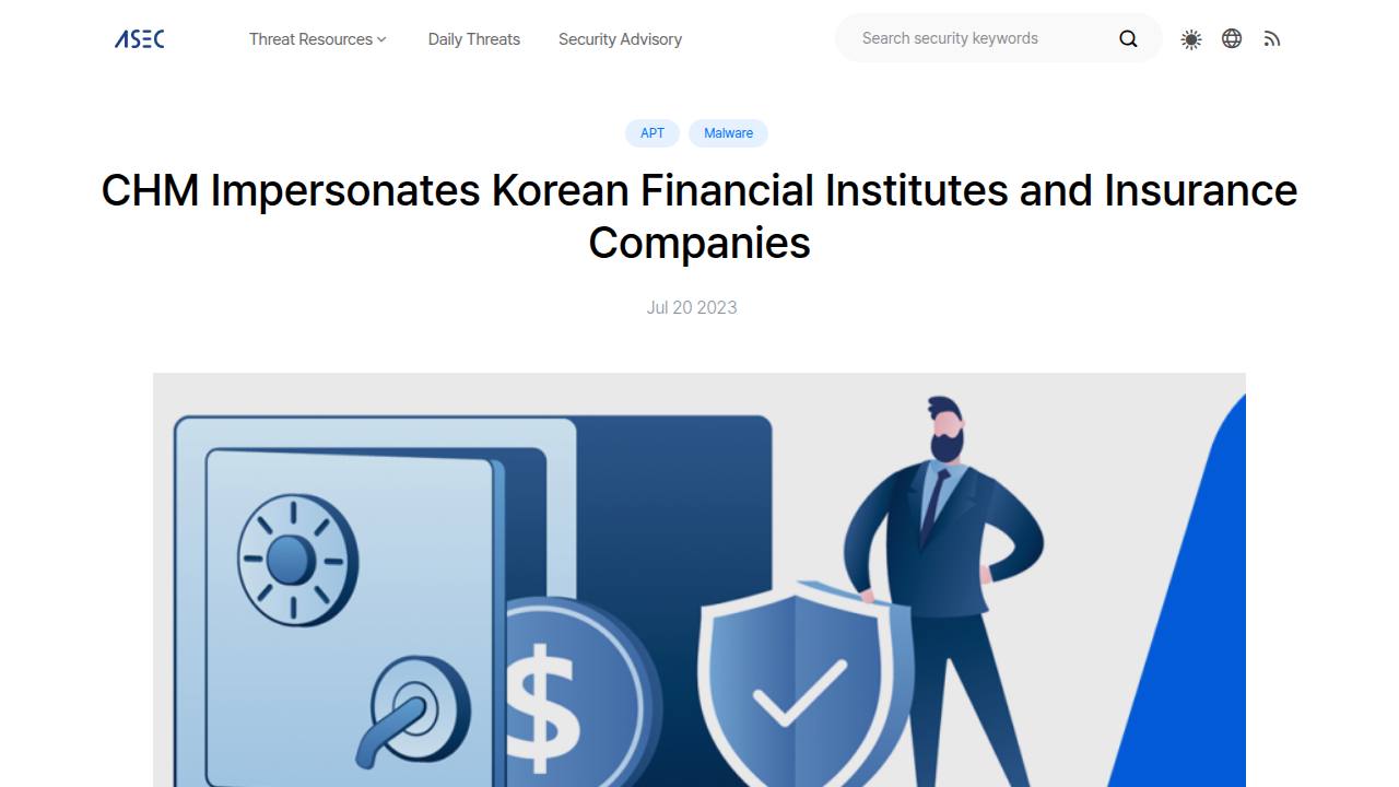 Thumbnail for CHM Impersonates Korean Financial Institutes and Insurance Companies