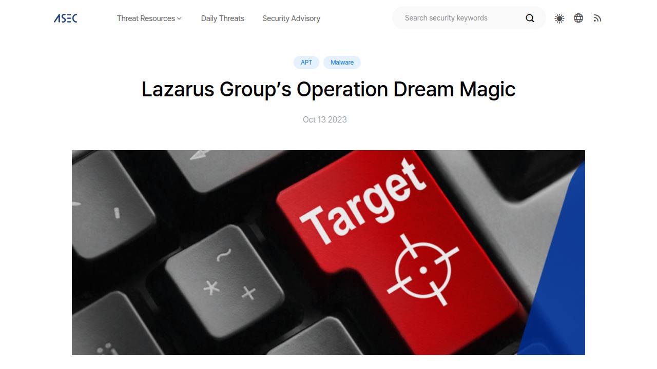 Thumbnail for Lazarus Group's Operation Dream Magic