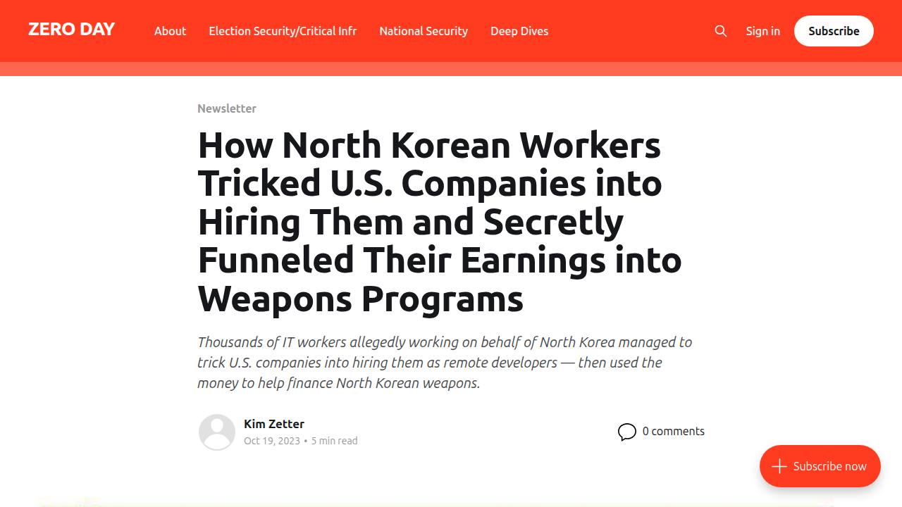 Thumbnail for How North Korean Workers Tricked U.S. Companies into Hiring Them and Secretly Funneled Their Earnings into Weapons Programs