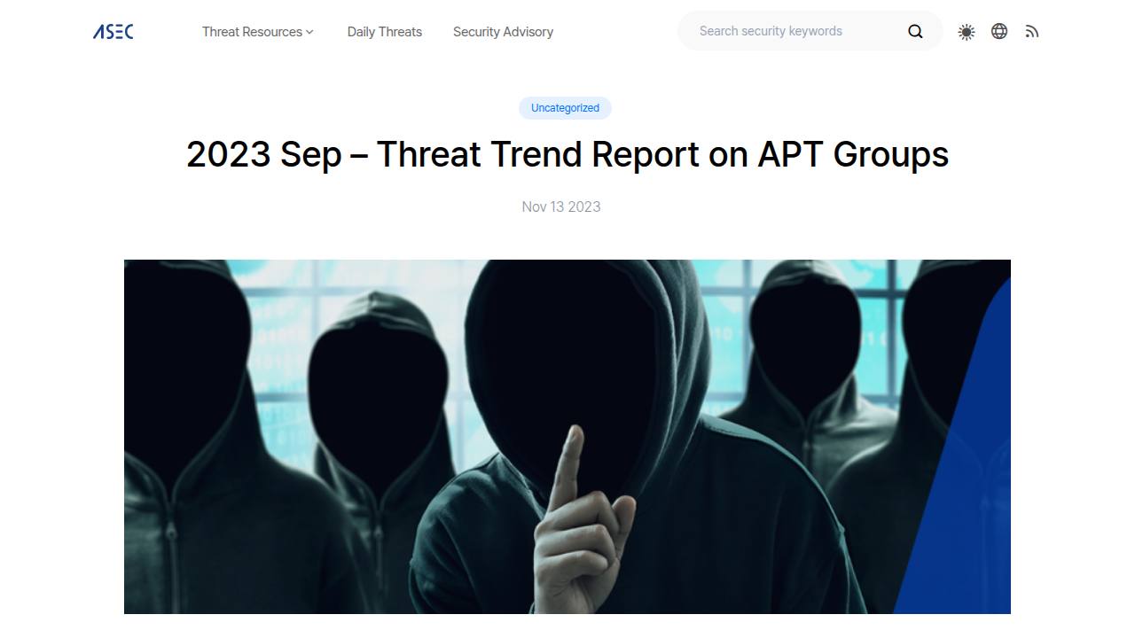 Thumbnail for 2023 Sep - Threat Trend Report on APT Groups