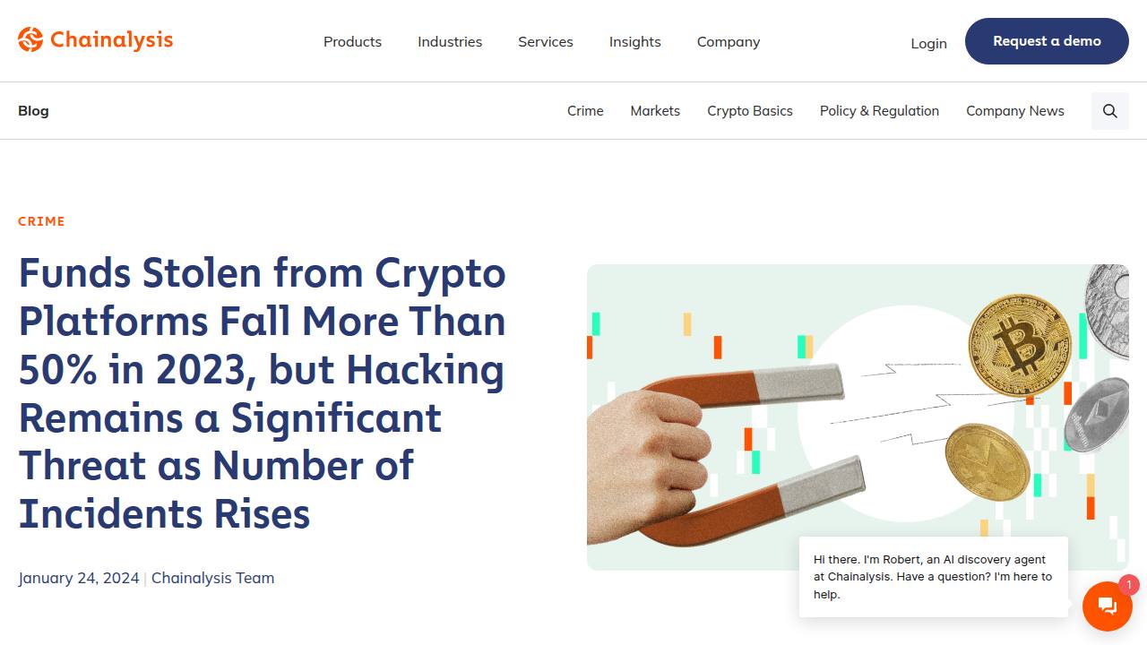 Thumbnail for Stolen Crypto Falls in 2023, but Hacking Remains a Threat