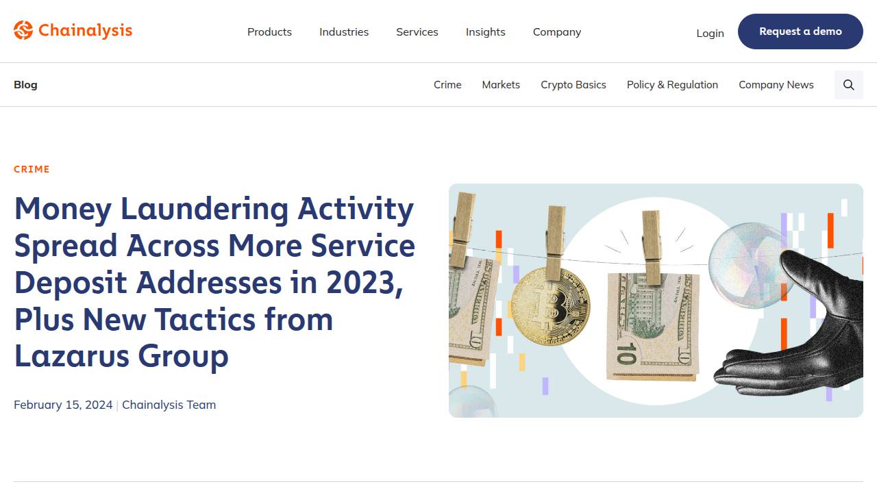 Thumbnail for Money Laundering Activity Spread Across More Service Deposit Addresses in 2023, Plus New Tactics from Lazarus Group