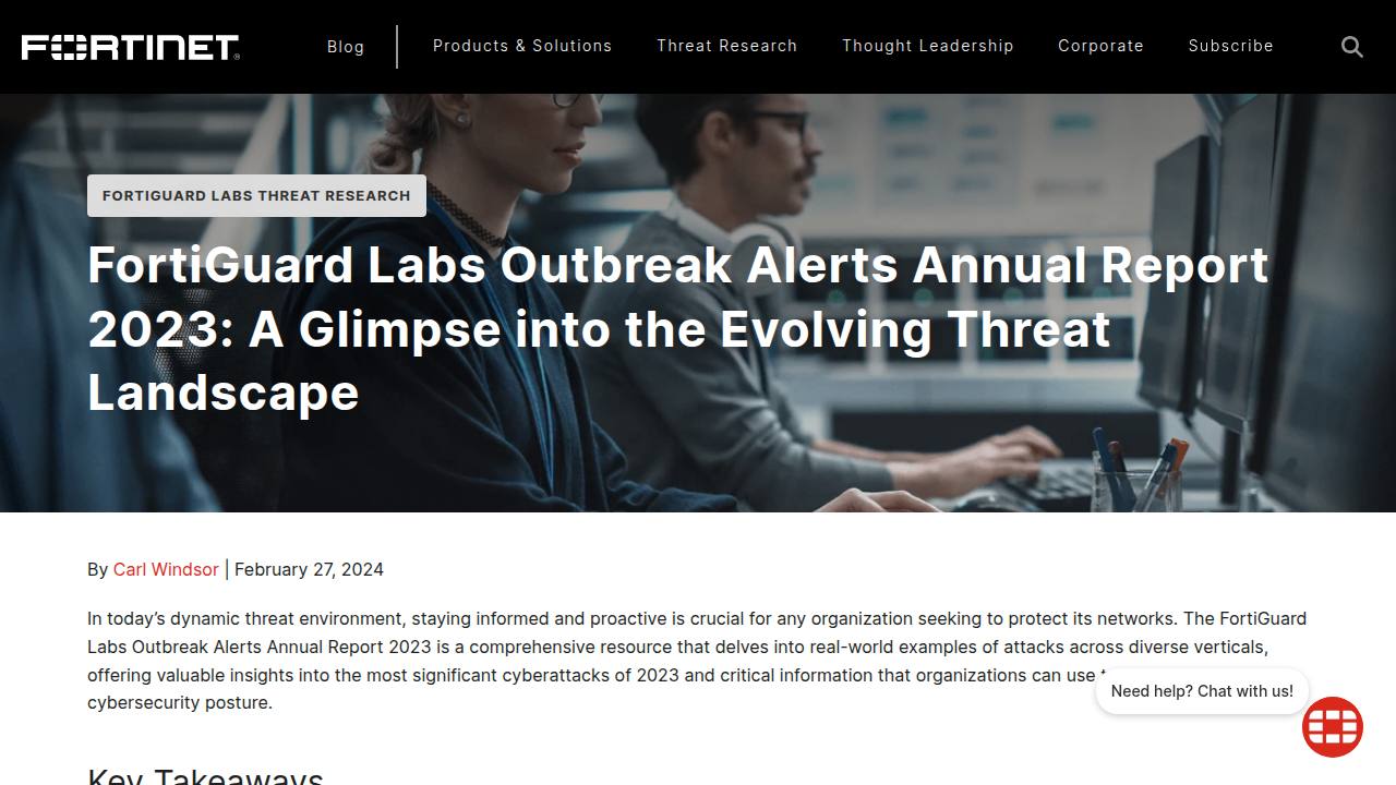 Thumbnail for FortiGuard Labs Outbreak Alerts Annual Report 2023: A Glimpse into the Evolving Threat Landscape