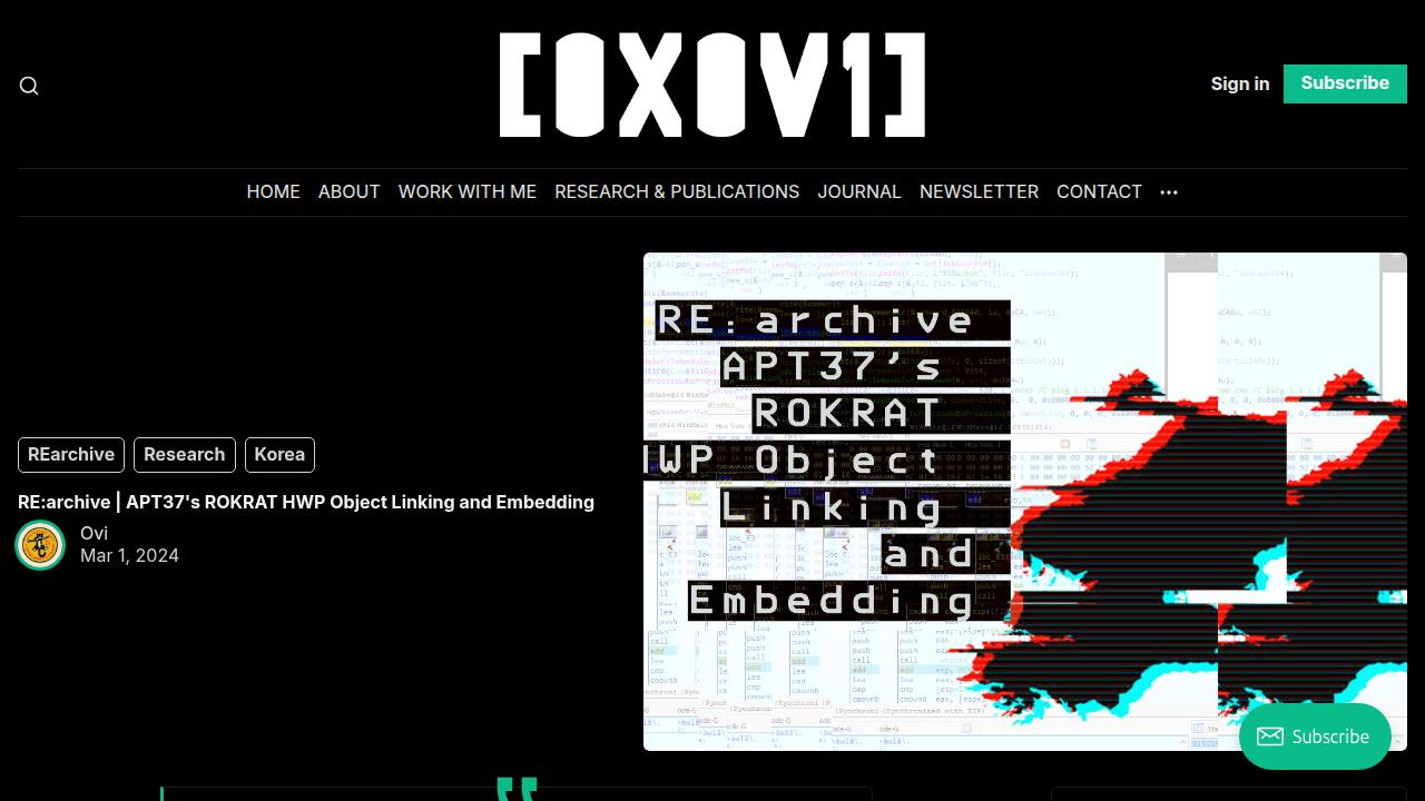 Thumbnail for RE:archive | APT37's ROKRAT HWP Object Linking and Embedding