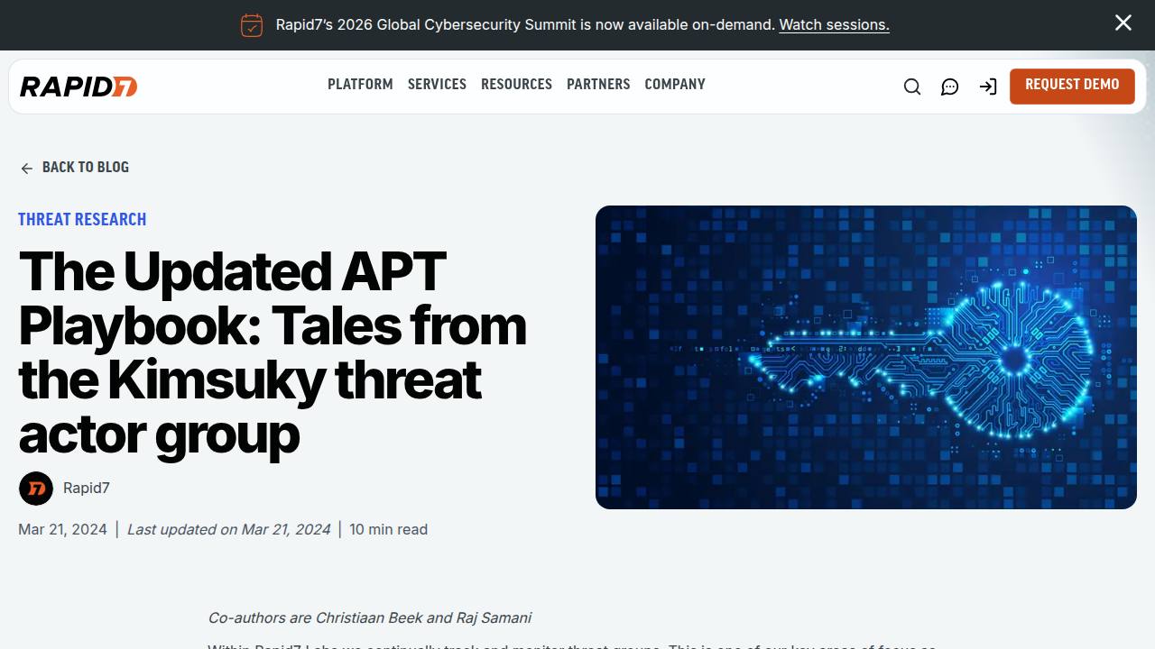 Thumbnail for The Updated APT Playbook: Tales from the Kimsuky threat actor group