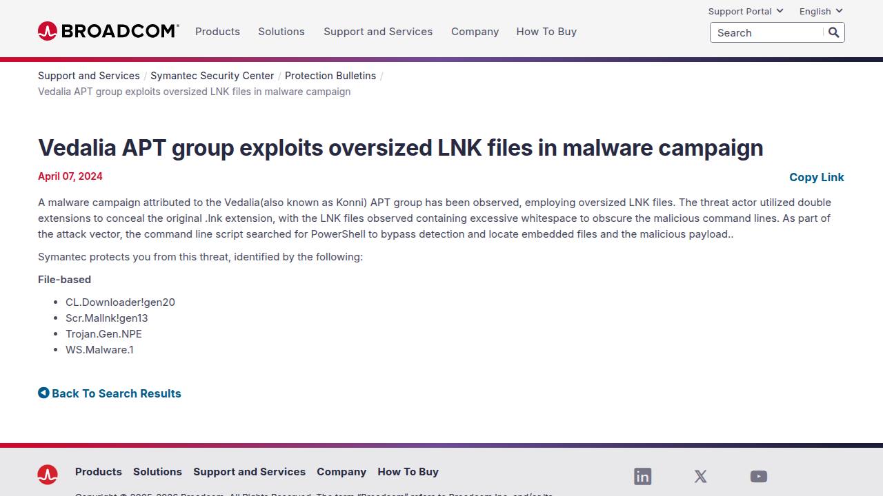 Thumbnail for Vedalia APT group exploits oversized LNK files in malware campaign