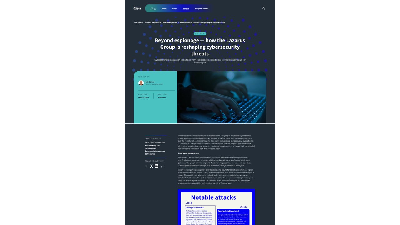 Thumbnail for Beyond espionage — how the Lazarus Group is reshaping cybersecurity threats