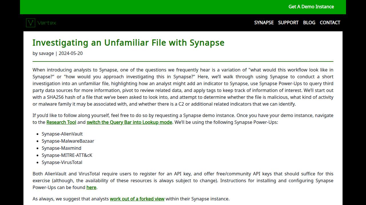 Thumbnail for Investigating an Unfamiliar File with Synapse