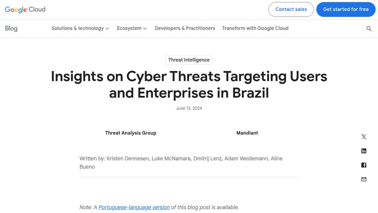Thumbnail for Insights on Cyber Threats Targeting Users and Enterprises in Brazil