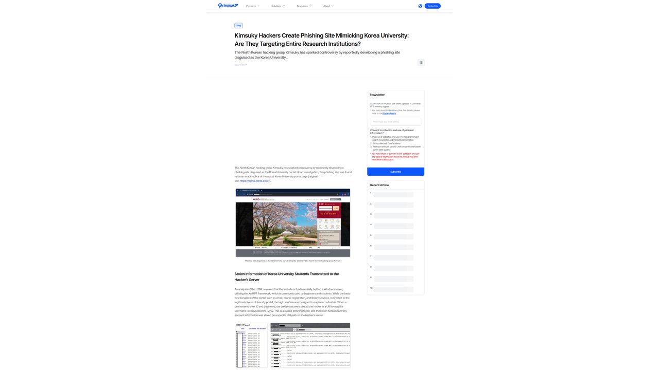Thumbnail for Kimsuky Hackers Create Phishing Site Mimicking Korea University: Are They Targeting Entire Research Institutions?