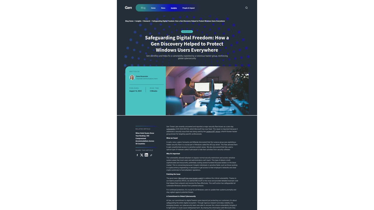 Thumbnail for Safeguarding Digital Freedom: How a Gen Discovery Helped to Protect Windows Users Everywhere