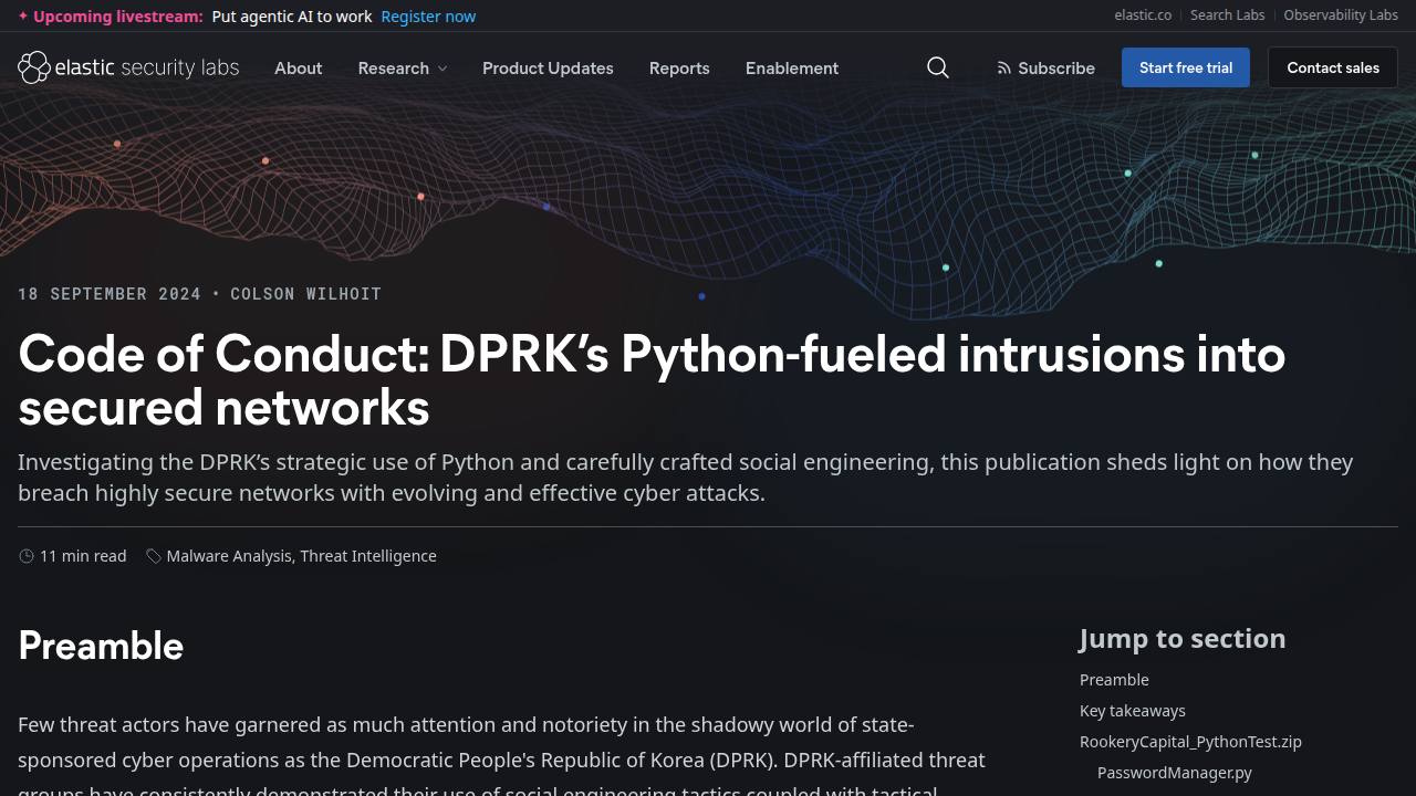 Thumbnail for Code of Conduct: DPRK’s Python-fueled intrusions into secured networks