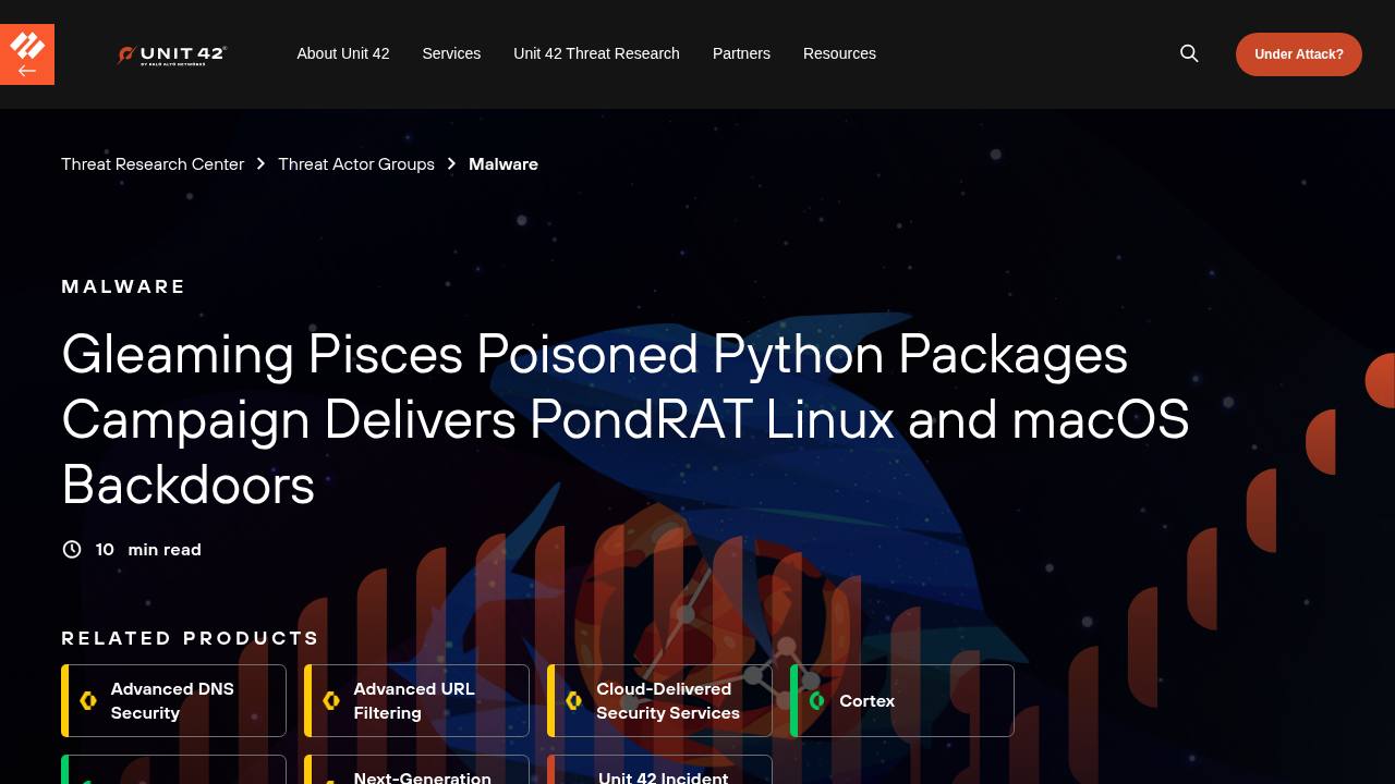 Thumbnail for Gleaming Pisces Poisoned Python Packages Campaign Delivers PondRAT Linux and MacOS Backdoors