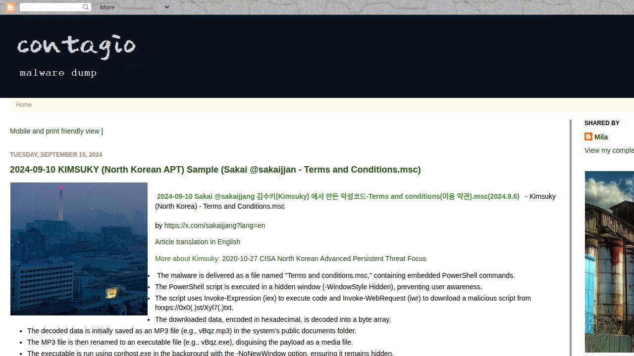 Thumbnail for 2024-09-10 KIMSUKY (North Korean APT) Sample (Sakai @sakaijjan - Terms and Conditions.msc)