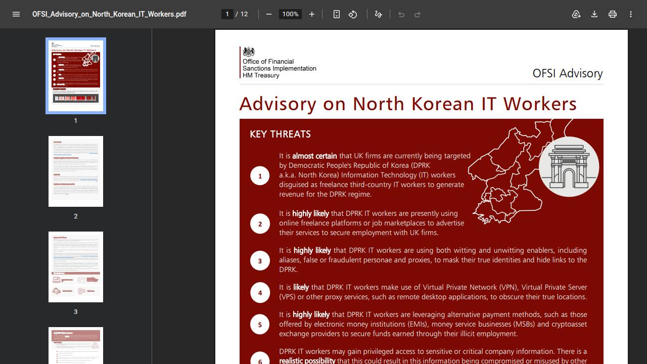 Thumbnail for Advisory on North Korean IT Workers
