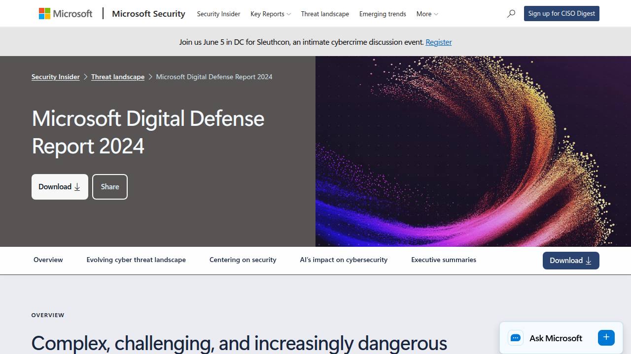 Thumbnail for Microsoft Digital Defense Report 2024