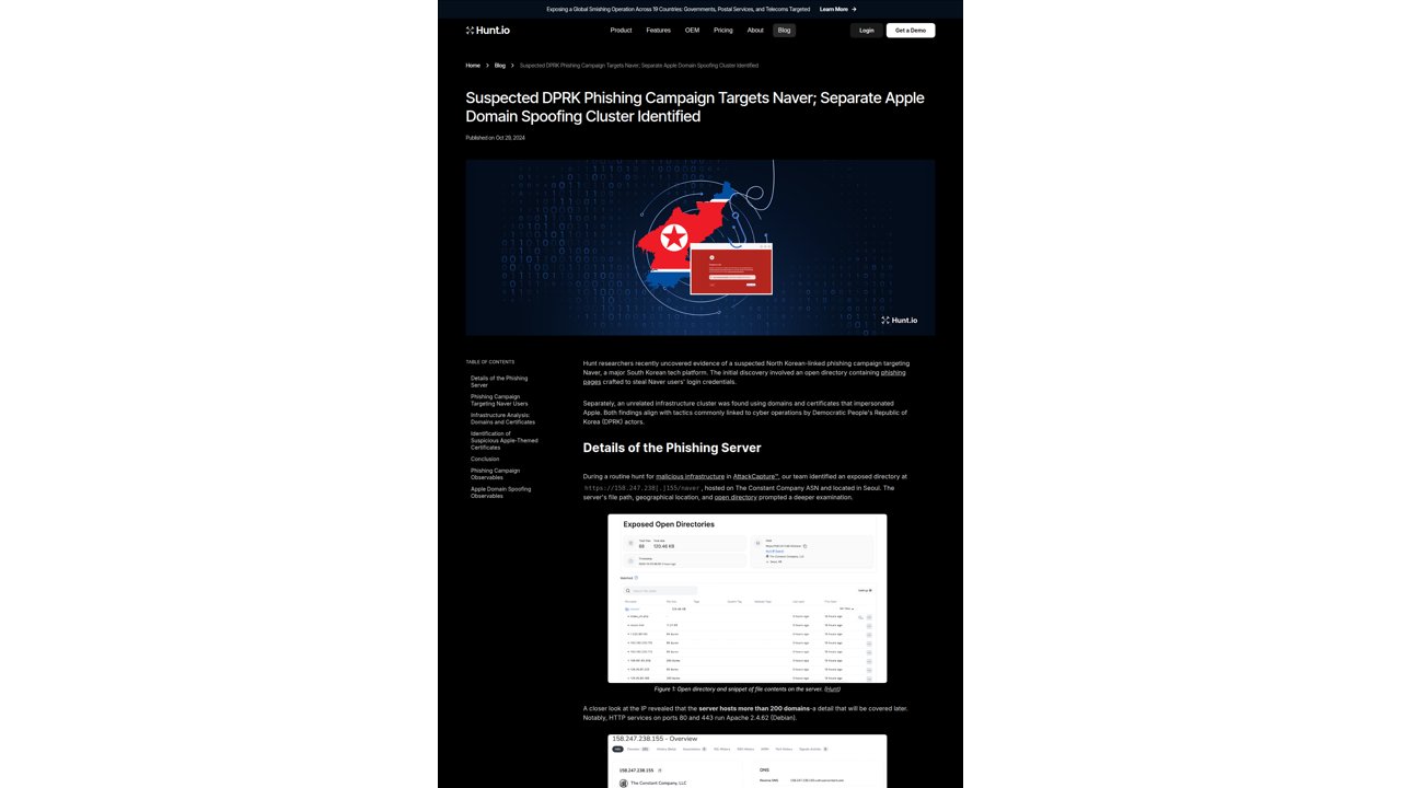 Thumbnail for Suspected DPRK Phishing Campaign Targets Naver; Separate Apple Domain Spoofing Cluster Identified