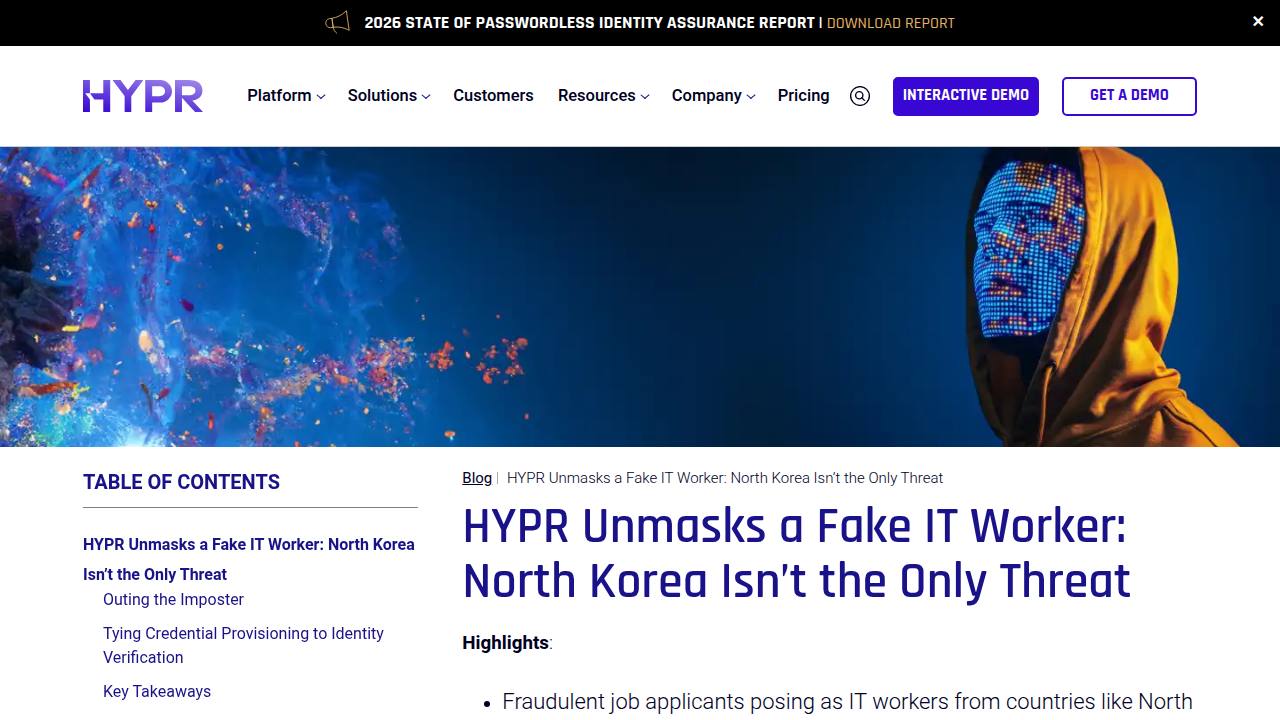 Thumbnail for Fake IT Workers: How HYPR Stopped a Fraudulent Hire