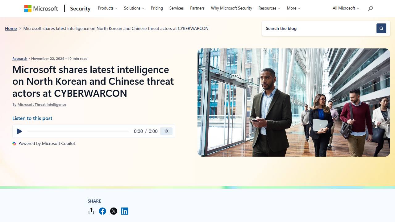 Thumbnail for Microsoft shares latest intelligence on North Korean and Chinese threat actors at CYBERWARCON