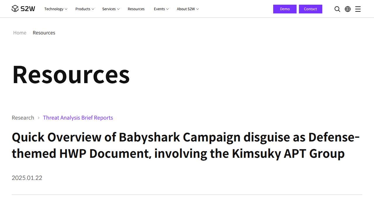 Thumbnail for Quick Overview of Babyshark Campaign disguise as Defense-themed HWP Document, involving the Kimsuky APT Group