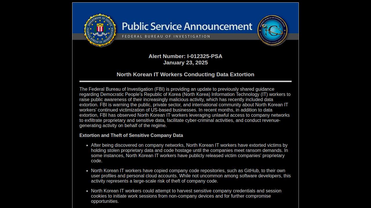 Thumbnail for North Korean IT Workers Conducting Data Extortion