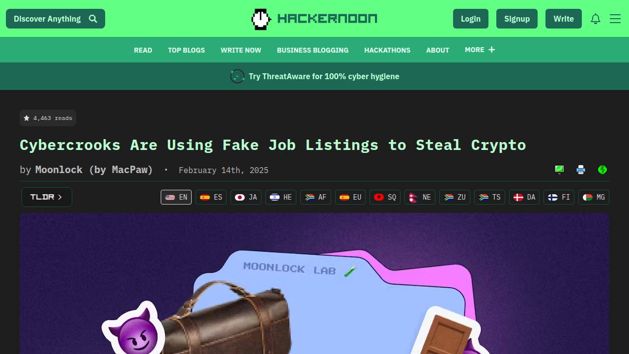 Thumbnail for Cybercrooks Are Using Fake Job Listings to Steal Crypto