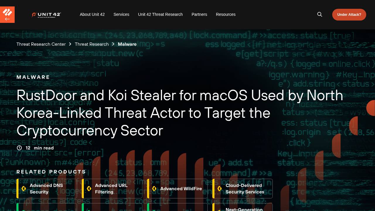 Thumbnail for RustDoor and Koi Stealer for macOS Used by North Korea-Linked Threat Actor to Target the Cryptocurrency Sector