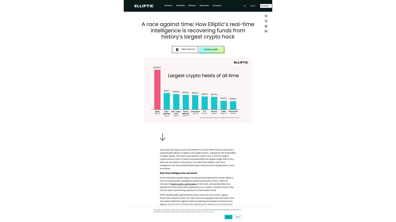 Thumbnail for A race against time: How Elliptic’s real-time intelligence is recovering funds from history’s largest crypto hack