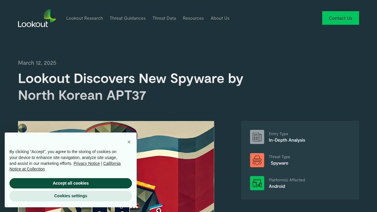 Thumbnail for Lookout Discovers North Korean APT37 Mobile Spyware