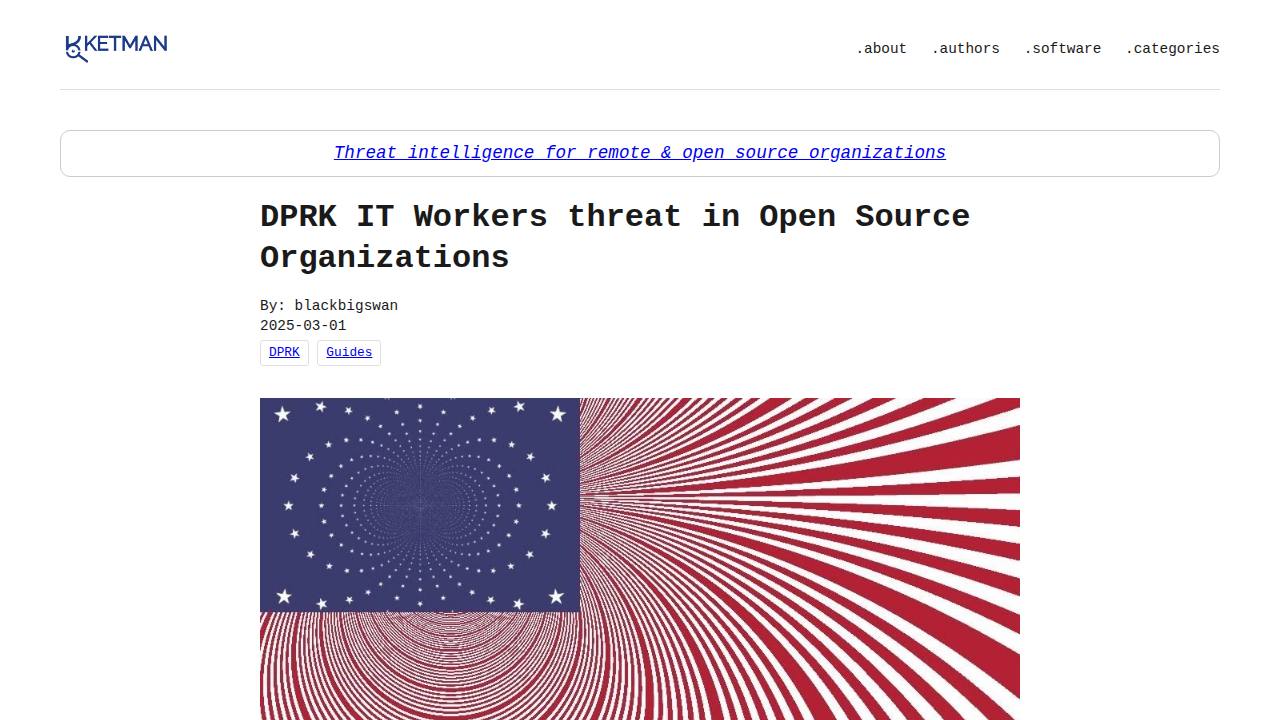 Thumbnail for DPRK IT Workers threat in Open Source Organizations