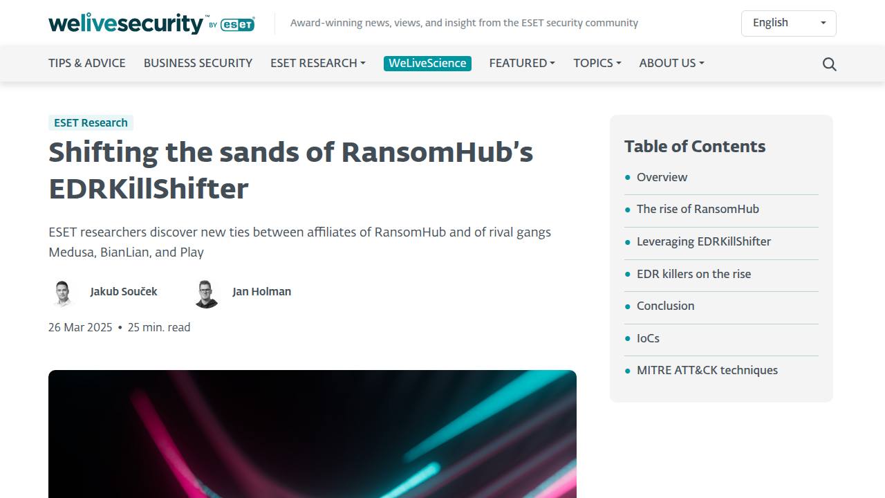 Thumbnail for Shifting the sands of RansomHub’s EDRKillShifter
