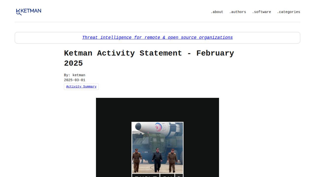 Thumbnail for Ketman Activity Statement - February 2025