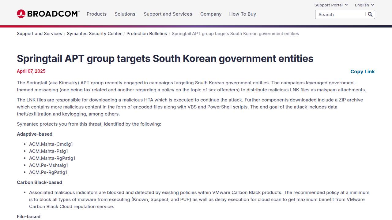 Thumbnail for Springtail APT group targets South Korean government entities