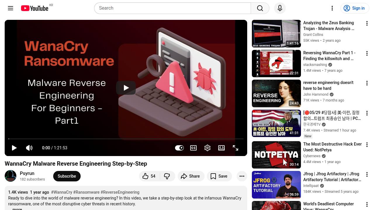 Thumbnail for WannaCry Malware Reverse Engineering Step-by-Step