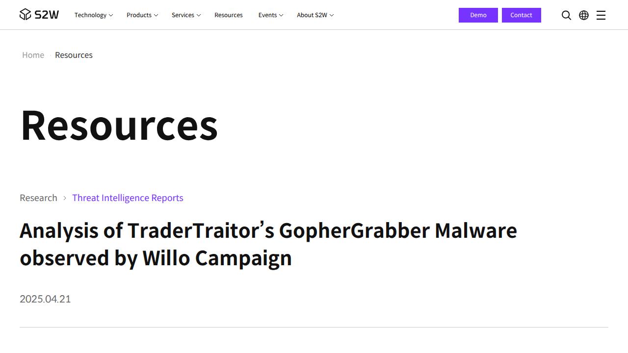 Thumbnail for Analysis of TraderTraitor’s GopherGrabber Malware observed by Willo Campaign
