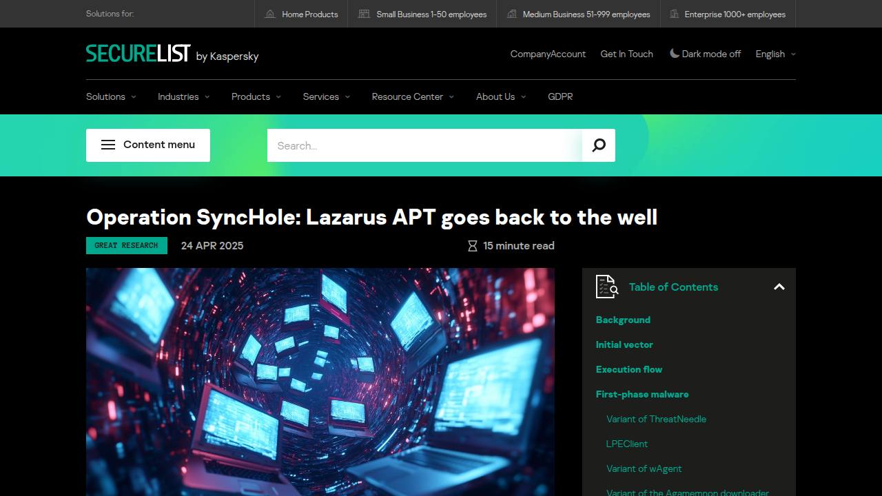 Thumbnail for Lazarus APT updates its toolset in watering hole attacks