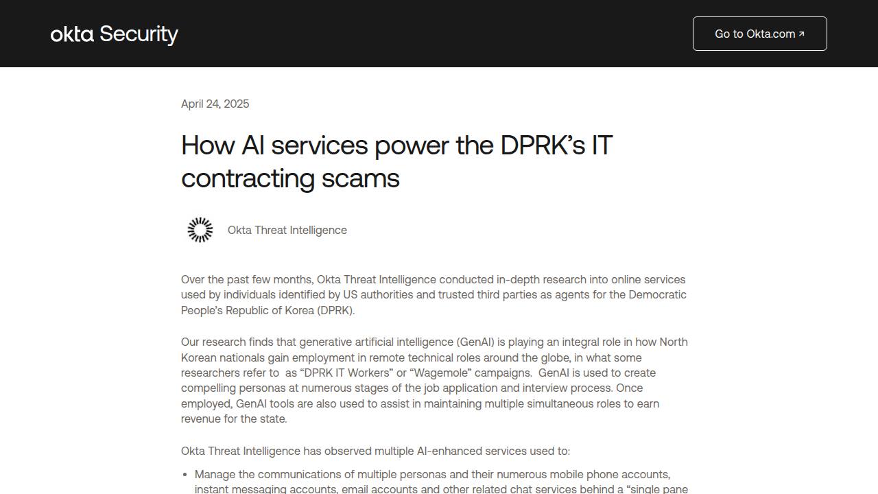 Thumbnail for How AI services power the DPRK’s IT contracting scams