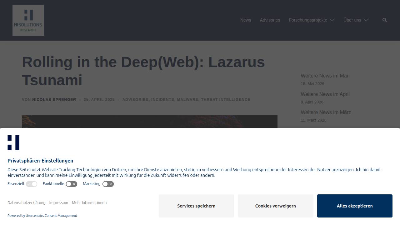 Thumbnail for Rolling in the Deep(Web): Lazarus Tsunami