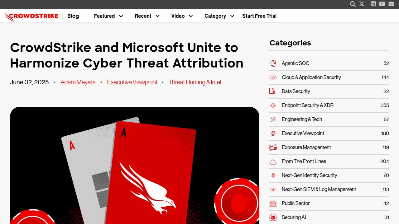 Thumbnail for CrowdStrike and Microsoft Unite to Deconflict Cyber Threat Attribution