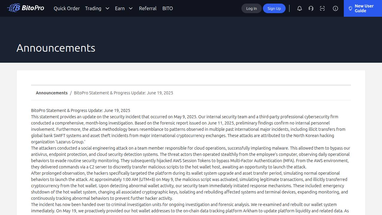 Thumbnail for BitoPro Statement & Progress Update