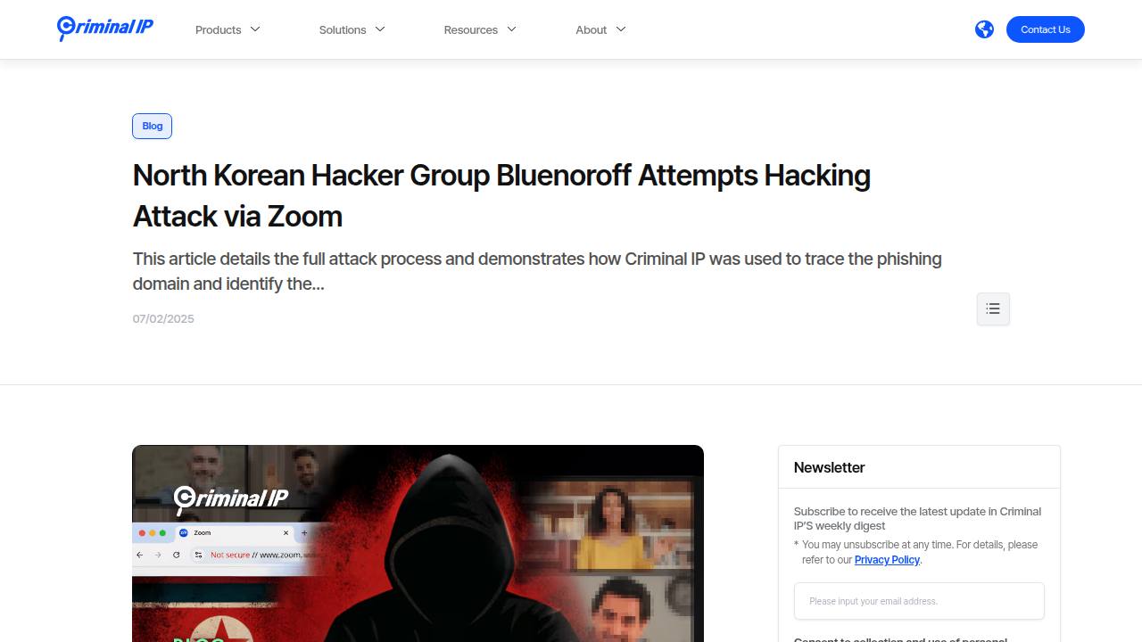 Thumbnail for North Korean Hacker Group Bluenoroff Attempts Hacking Attack via Zoom
